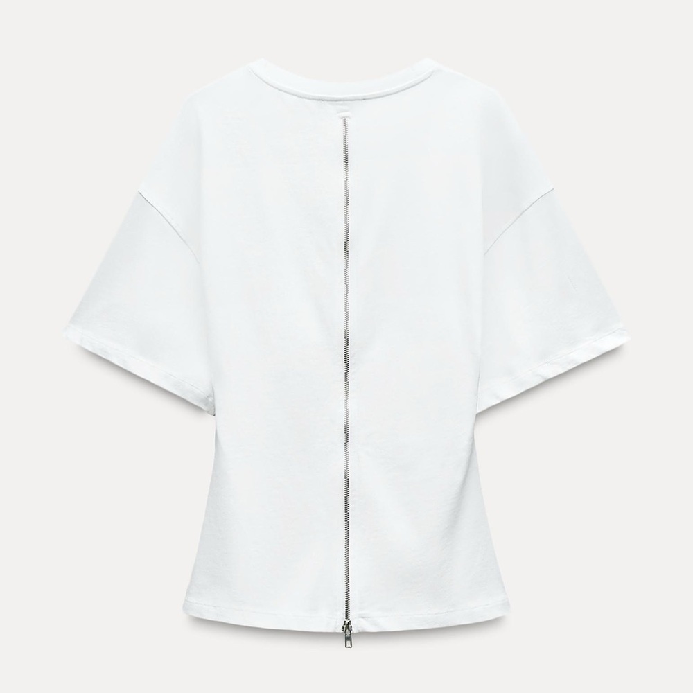 Zara Zippered Back T Shirt - White